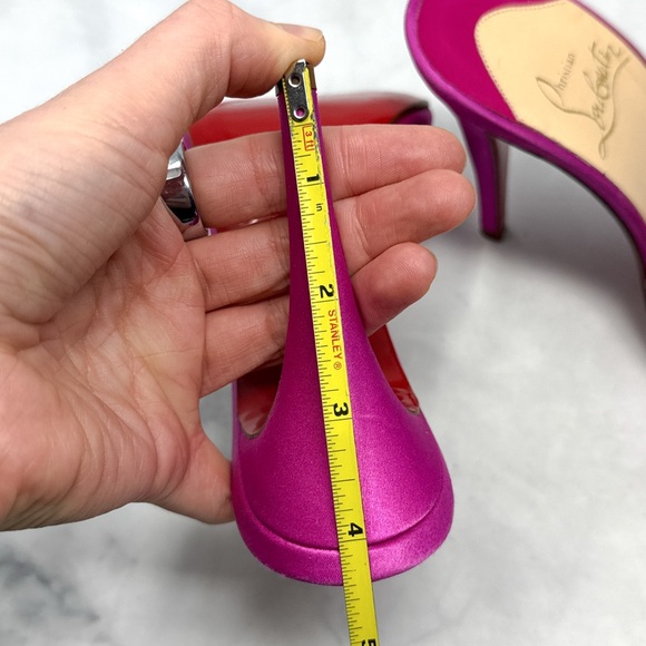 Christian Louboutin Vintage Joli-Noeud Silk Bow Slip On Mule Sandal Heel Pink 37 - Picture 14 of 16